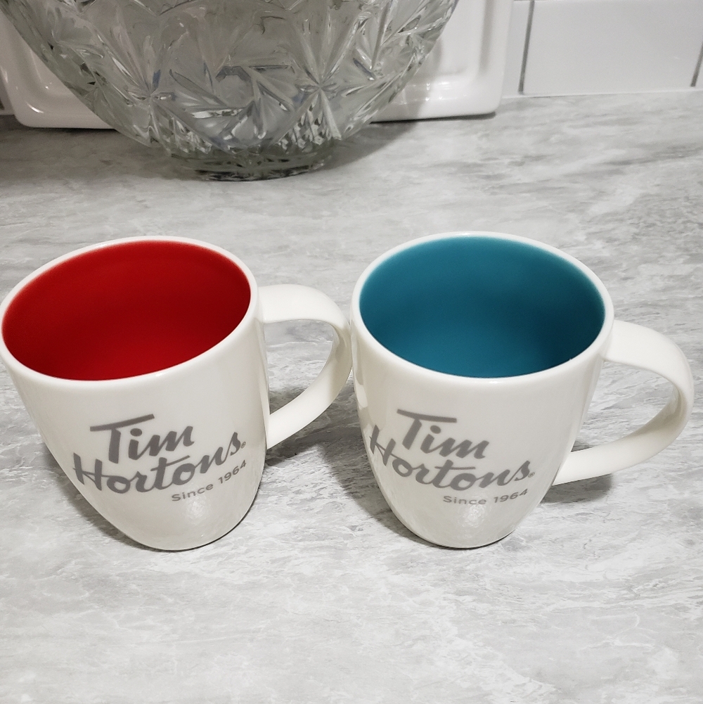 Tim Hortons Limited Edition Red & Blue Ceramic Mug Set (2014)
